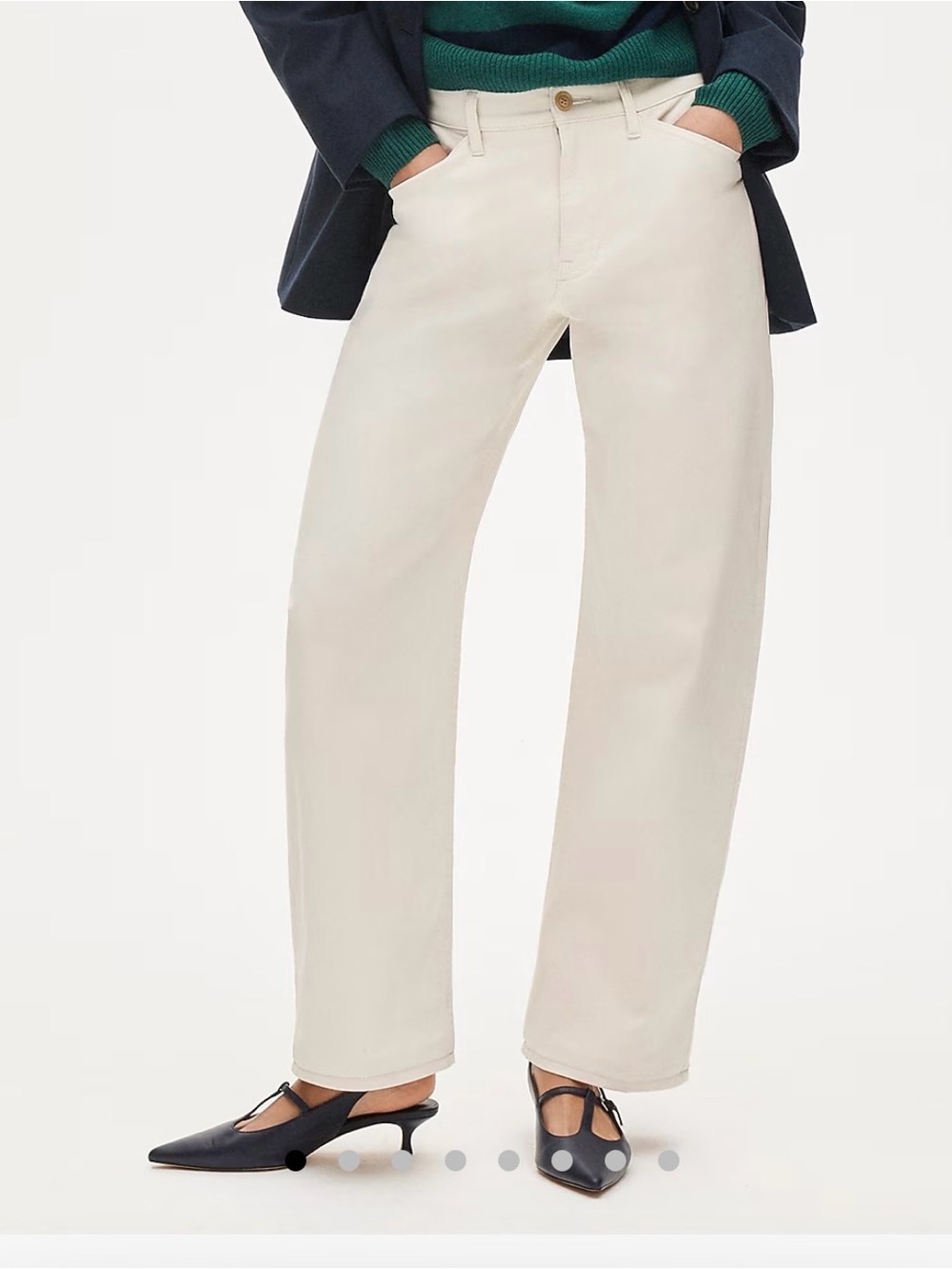 NWT J. Crew Cream Zoe Barrel Mid Rise Pant.